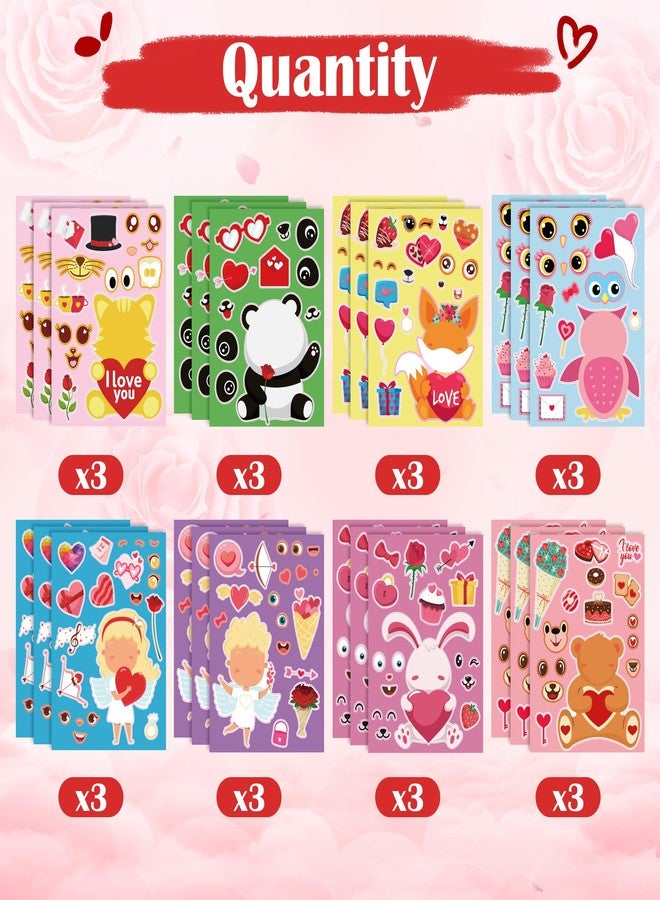 OHOME Valentines Stickers - Valentines Day Gifts for Kids School Classroom - DIY Valentine's Crafts Accessories Treats Party Favors for Toddler | Valentine Day Decorations(24 Sheets) - Image 3